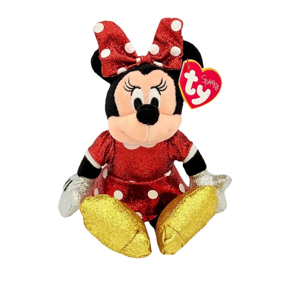 Ty Sparkle Disney Minnie Mouse Plush Stuffed Animal Polkadot Dress 8" New NWT